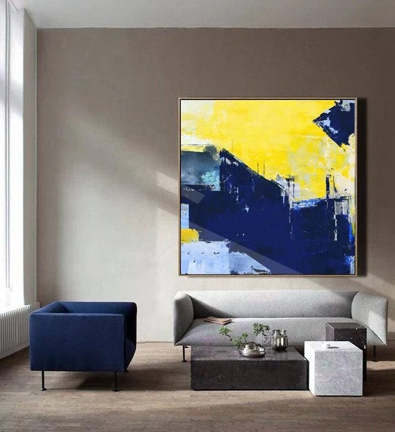 Dining Blue Office Entryway Abstract Canvas Artwork DEV75 wall art